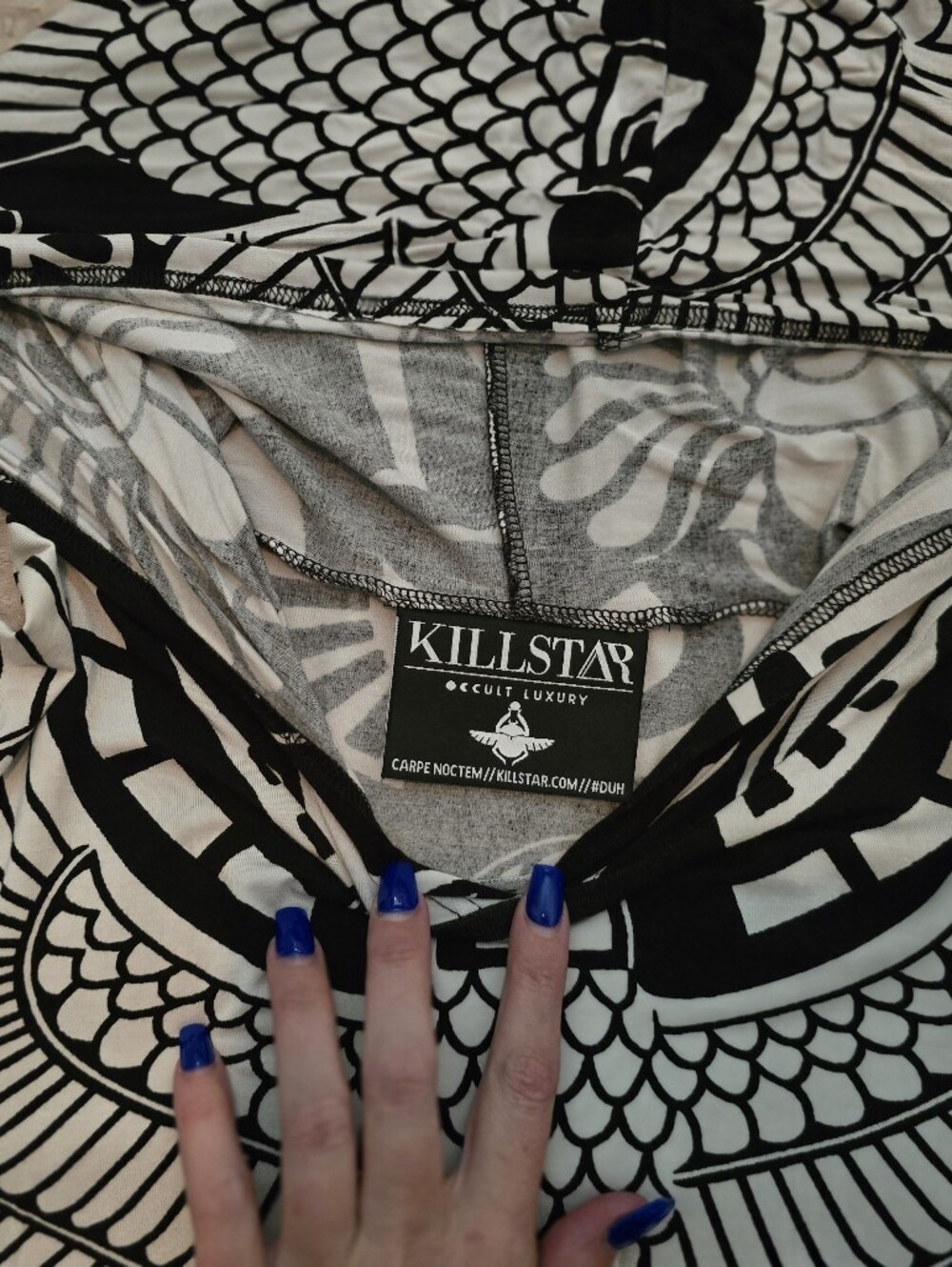 Killstar Black & White Egyptian Graphic Long-Sleeve Dress - Picture 6 of 6